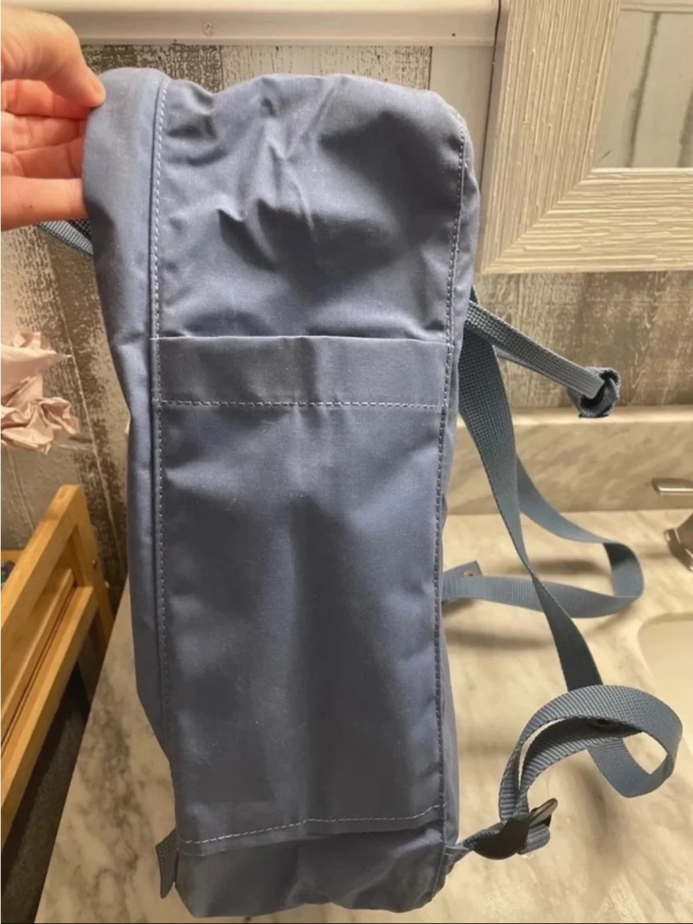 Fjallraven Kanken Backpack in Slate Blue with Red Logo